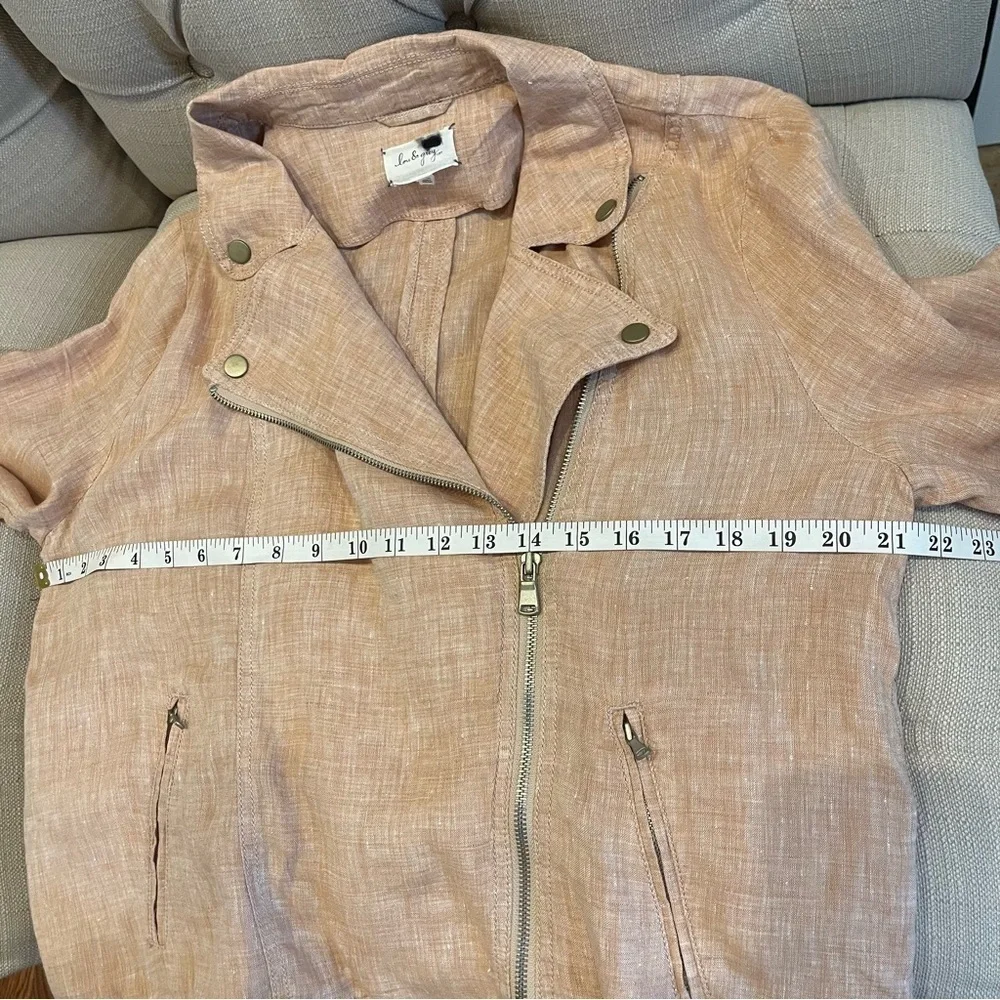 LOU & GREY 100% Linen Moto Jacket Soft Pink Womens Size XL - Picture 10 of 11